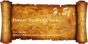 Hanus Szofrónia névjegykártya